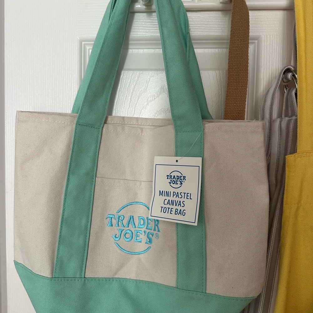 Mint and Cream Canvas Tote Bag